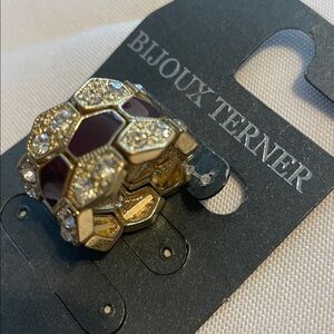 Bijoux Terner Gold and Dark Brown Hexagon Ring
